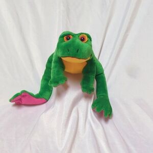 Vintage 1997 Liberty Toy Long Leg Green Frog Tree Frog Carnival Style Plush 15"